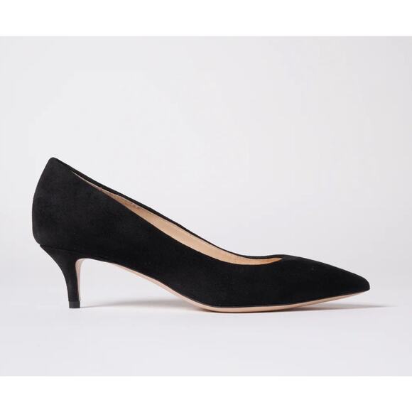Marion Parke Toscana Black Suede leather Kitten Heel Pumps 38.5 US 8.5 Shoes - Picture 2 of 12